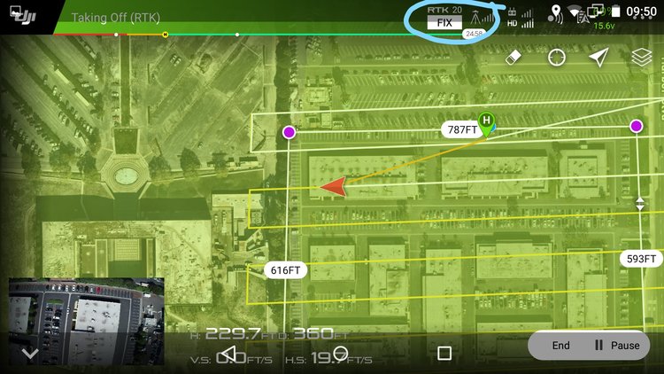 Mission-planning screen showing a drone survey site and flight path.